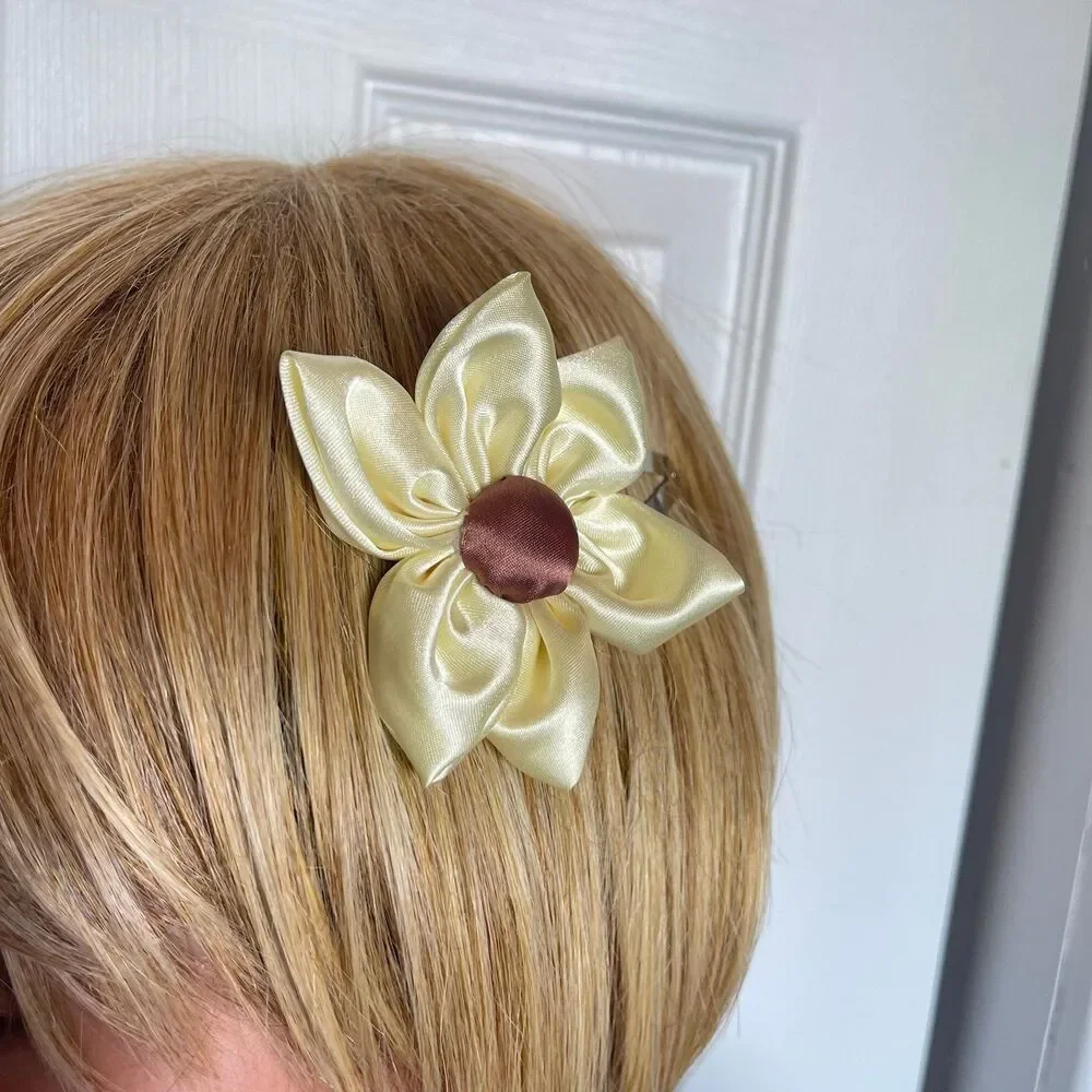 Flower Hair clip hair pin yellow sun flower
